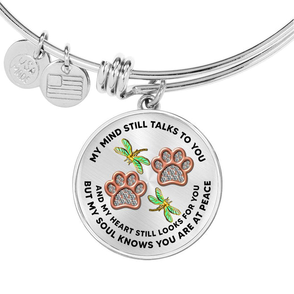 JL1507010 My Mind Golden Dragonflies Rose Gold Paw Circle Adjustable Luxury Bangle with Back Engraving