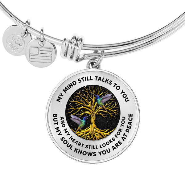 My Mind Still Talks To You Hummingbird Golden Tree Of Life 020520VTC15 Circle Adjustable Luxury Bangle with Back Engraving