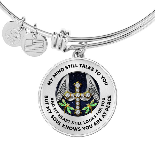 JL1407025 My Mind Still Talks To You Golden Dragonflies Cross Wings  Circle Adjustable Luxury Bangle with Back Engraving