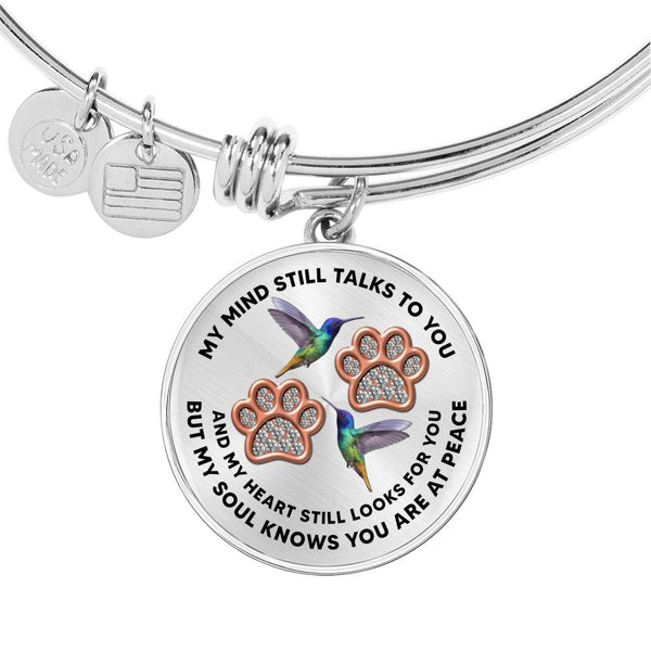 JL1507008 My Mind Still Talks To You Hummingbirds Rose Gold Paw Circle Adjustable Luxury Bangle with Back Engraving