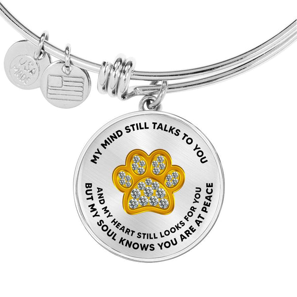 JL1507012 My Mind Gold One Paw Circle Adjustable Luxury Bangle with Back Engraving