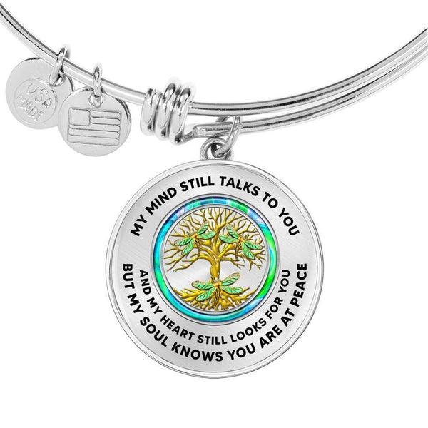 JL1407002 My Mind Still Talks To You Golden Dragonflies Opal Gold Tree Of Life Circle Adjustable Luxury Bangle with Back Engraving