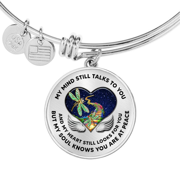 JL1407027 My Mind Still Talks To You Golden Dragonflies Stairway To Heaven Circle Adjustable Luxury Bangle with Back Engraving