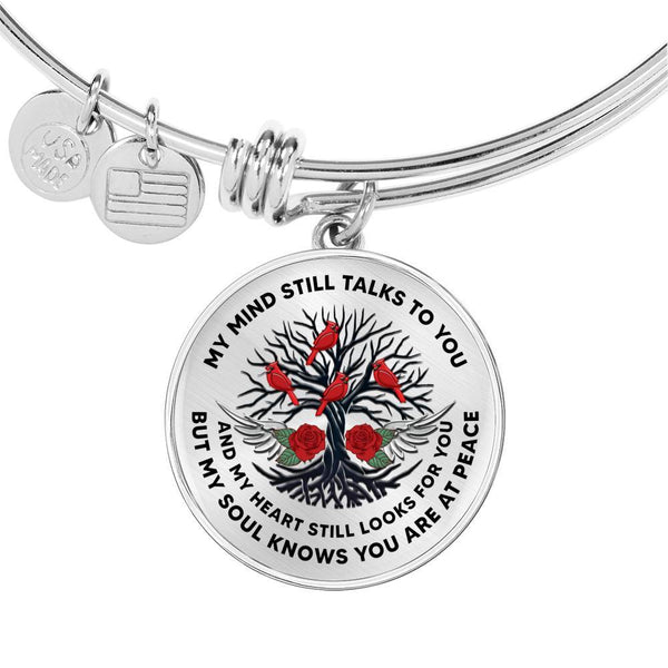 JL1407020 My Mind Still Talks To You Red Cardinal Tree Of Life And Wings Rose Circle Adjustable Luxury Bangle with Back Engraving