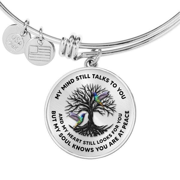 My Mind Still Talks To You Hummingbird Tree Of Life 020520VTC16 Circle Adjustable Luxury Bangle with Back Engraving