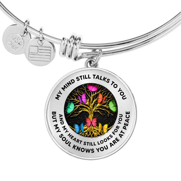 My Mind Still Talks To You Colorful Butterflies Golden Tree Of Life 020520VTC06 Circle Adjustable Luxury Bangle with Back Engraving