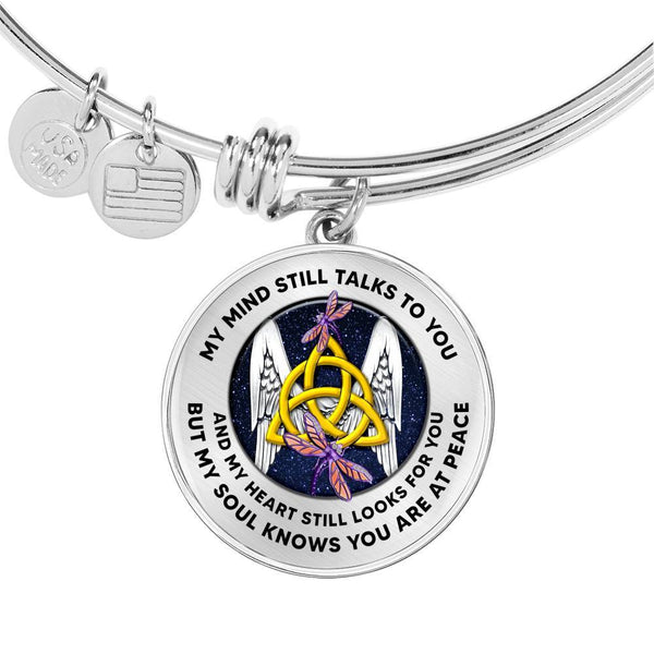 JL1407048 My Mind Still Talks To You Purple Dragonflies Celtic And Wings Circle Adjustable Luxury Bangle with Back Engraving
