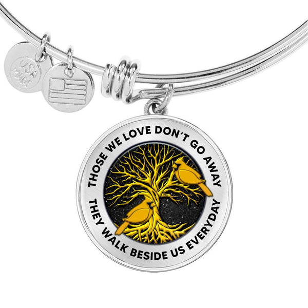 Those We Love Don't Go Away Golden Bird Cardinal Tree Of Life TM070602 Circle Adjustable Luxury Bangle with Back Engraving