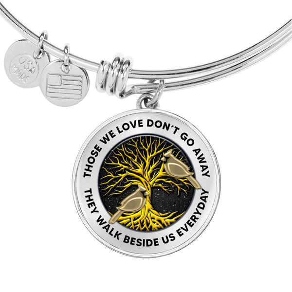 Those We Love Don't Go Away Female Red Bird Cardinal Tree Of Life TM070601 Circle Adjustable Luxury Bangle with Back Engraving