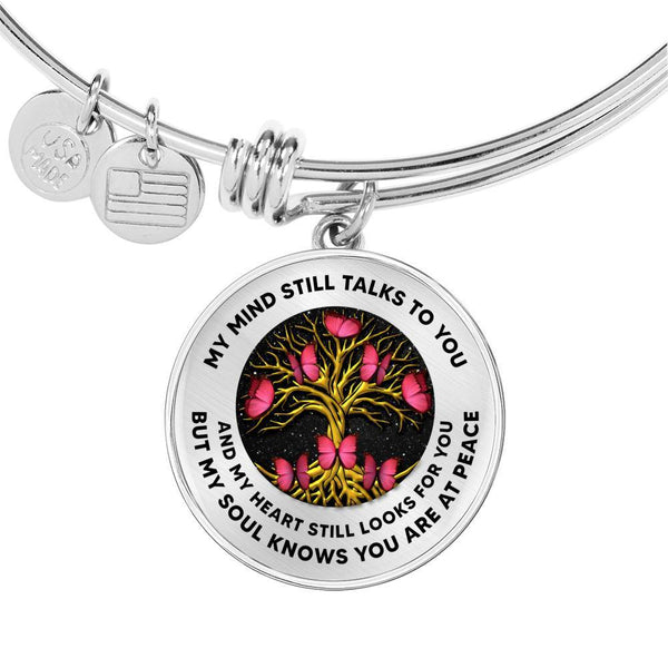 My Mind Still Talks To You Red Butterflies Golden Tree Of Life 020520VTC01 Circle Adjustable Luxury Bangle with Back Engraving