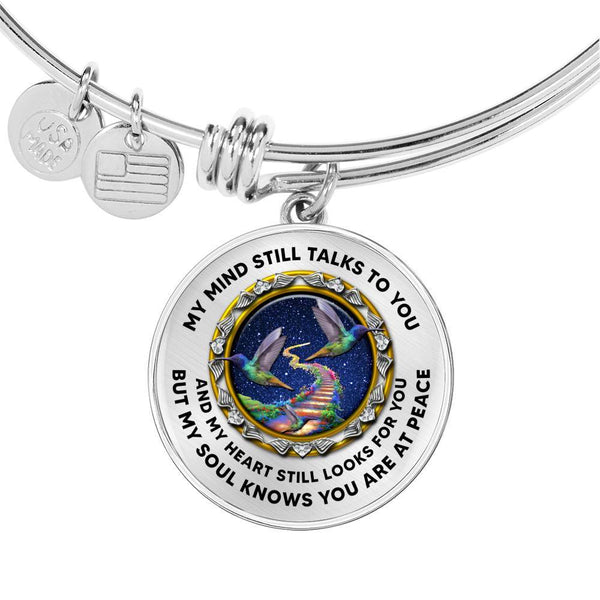 JL1407005 My Mind Still Talks To You Hummingbirds Stairway To Heaven Circle Adjustable Luxury Bangle with Back Engraving