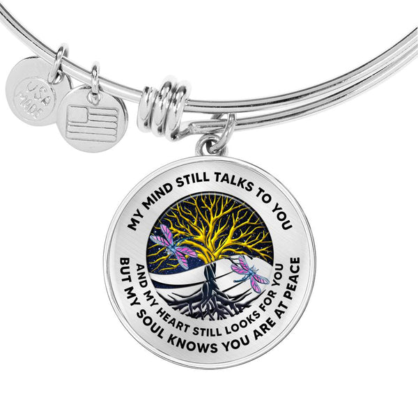 JL1407042 My Mind Still Talks To You Blue Dragonflies  Yin Yang Tree Of Life Circle Adjustable Luxury Bangle with Back Engraving