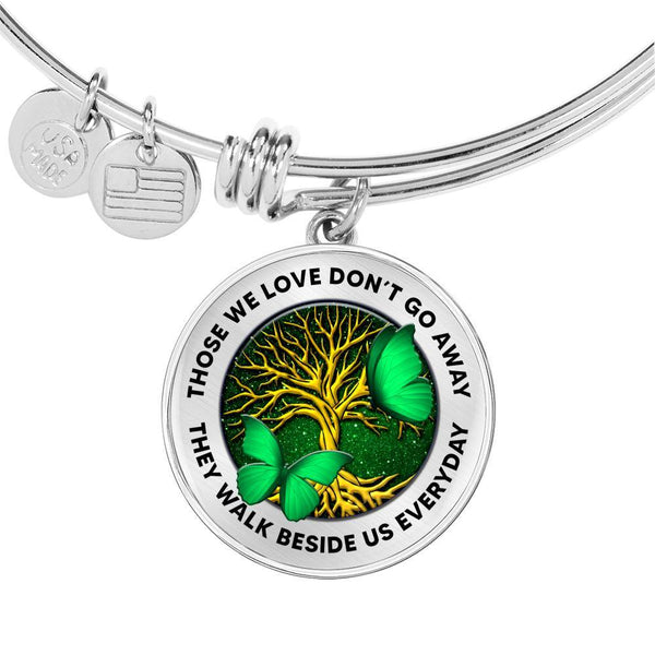Those We Love Don't Go Away Green Butterflies Tree Of Life TM070603 Circle Adjustable Luxury Bangle with Back Engraving