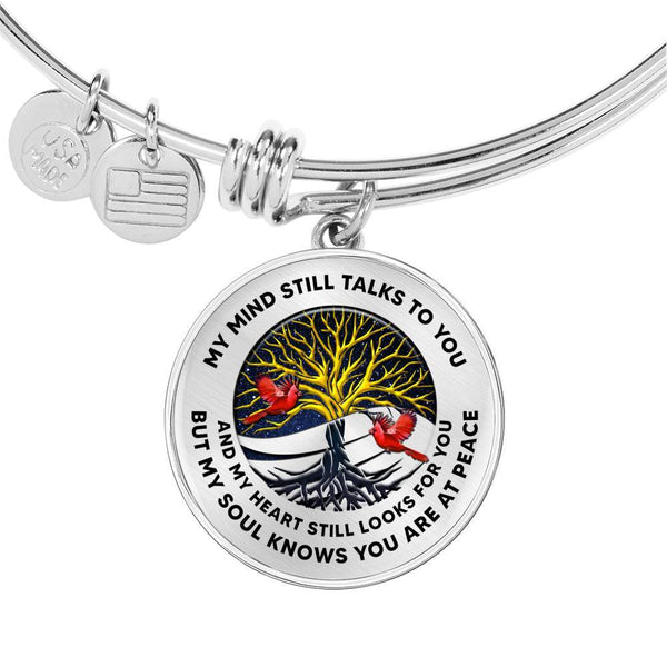JL1407016 My Mind Still Talks To You Red Cardinal Yin Yang Tree Of Life Circle Adjustable Luxury Bangle with Back Engraving