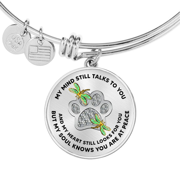 JL1507013 My Mind Golden Dragonflies Silver One Paw Circle Adjustable Luxury Bangle with Back Engraving