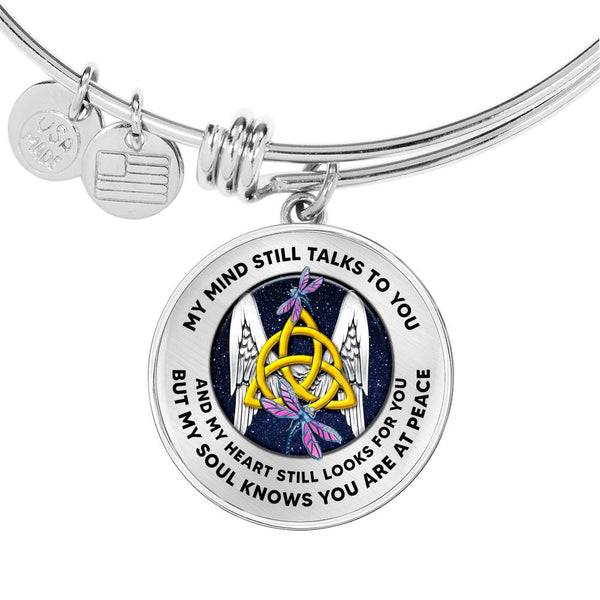 JL1407045 My Mind Still Talks To You Golden Dragonflies Celtic And Wings Circle Adjustable Luxury Bangle with Back Engraving