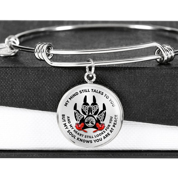 JL1807002 My Mind Still Talks To You Red Cardinals Celtic Knot Paws Circle Adjustable Luxury Bangle with Back Engraving