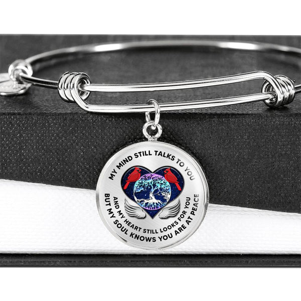 JL2207004 My Mind Still Talks To You Red Cardinals Tree Of Life Heart Wings With Galaxy Circle Adjustable Luxury Bangle with Back Engraving