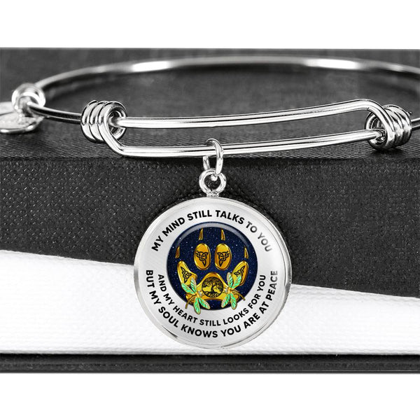 JL1807005 My Mind Still Talks To You Gold Dragonflies With Golden Celtic Knot Paws And Galaxy Circle Adjustable Luxury Bangle with Back Engraving