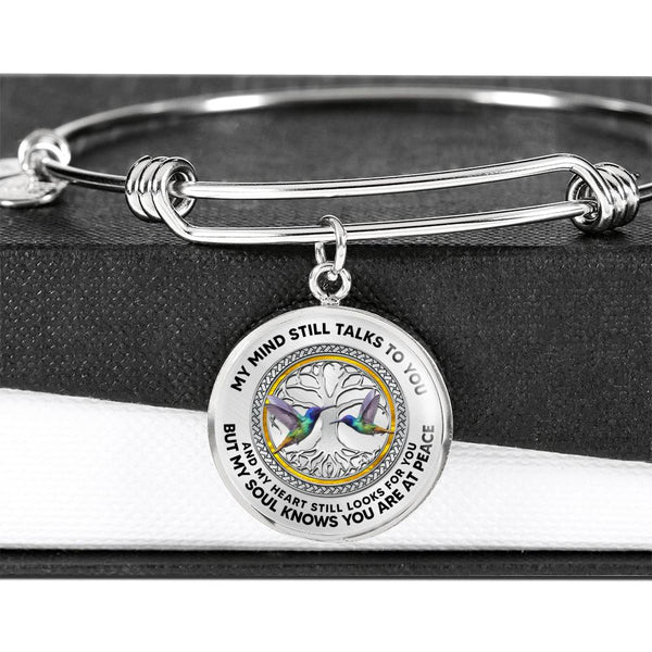 JL2207006 My Mind Hummingbird Tree Of Life Circle Adjustable Luxury Bangle with Back Engraving
