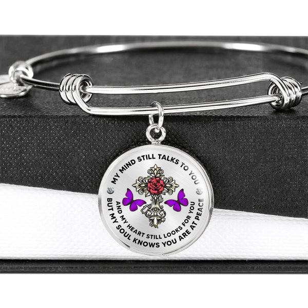 JL2107012 My Mind Still Talks To You  Purple Butterflies Rose Infinity Golden Circle Adjustable Luxury Bangle with Back Engraving
