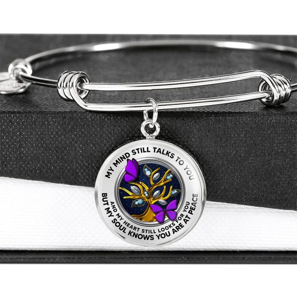 JL2207032 My Mind Purple Butterflies Gold Diamond Tree Of Life And Galaxy  Circle Adjustable Luxury Bangle with Back Engraving