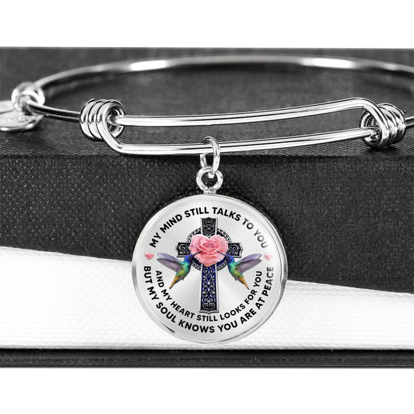 JL2007004 My Mind Still Talks To You Hummingbird Rose Cross And Galaxy Circle Adjustable Luxury Bangle with Back Engraving