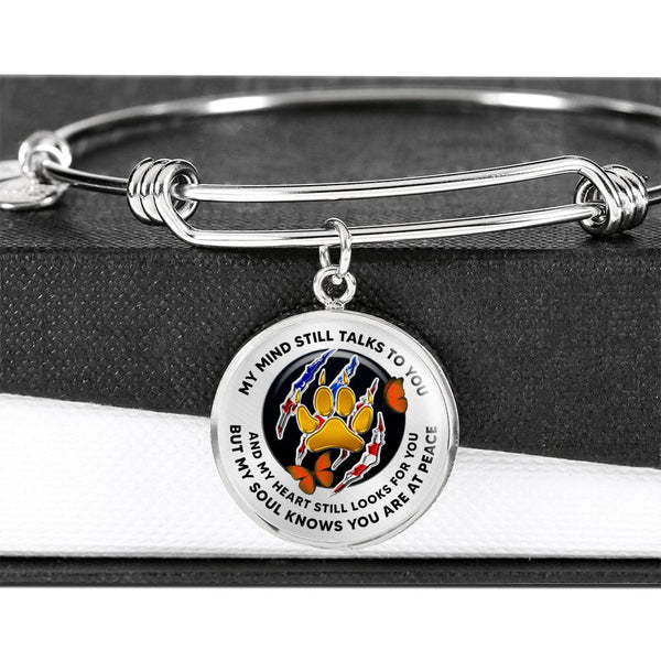 JL1807008 My Mind Still Talks To You Orange Butterflies Golden Paws And American Claw Circle Adjustable Luxury Bangle with Back Engraving