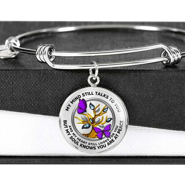 JL2207030 My Mind Purple Butterflies Gold Diamond Tree Of Life  Circle Adjustable Luxury Bangle with Back Engraving