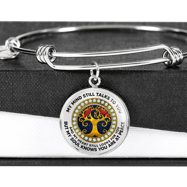 JL2407115 My Mind Still Talks To You Red Cardinals And Golden Tree Of Life With Galaxy Circle Adjustable Luxury Bangle with Back Engraving