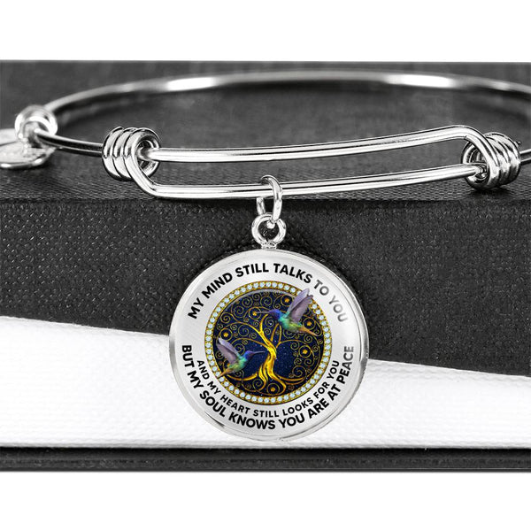 JL2207010 My Mind Hummingbird Golden Tree Of Life Circle Adjustable Luxury Bangle with Back Engraving