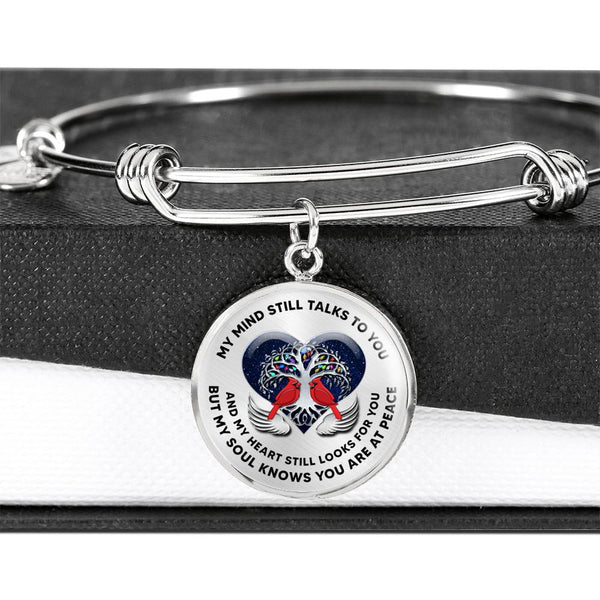 JL2207005 My Mind Still Talks To You Red Cardinals Tree Of Life Heart Wings Circle Adjustable Luxury Bangle with Back Engraving