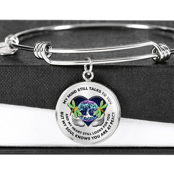 JL2207004 My Mind Still Talks To You Golden Dragonflies Tree Of Life Heart Wings With Galaxy Circle Adjustable Luxury Bangle with Back Engraving
