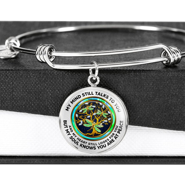 JL2307004 My Mind Gold Dragonflies Opal Circle Golden Tree Of Life Circle Adjustable Luxury Bangle with Back Engraving