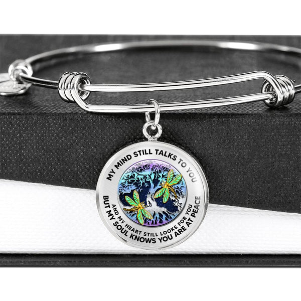 JL2207001 My Mind Golden Dragonflies And Metal Tree Of Life With Galaxy Circle Adjustable Luxury Bangle with Back Engraving