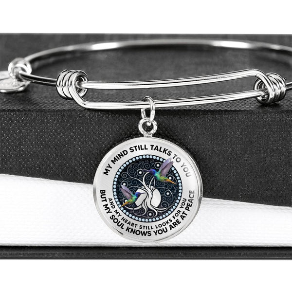 JL2207012 My Mind Hummingbird Black Tree Of Life Circle Adjustable Luxury Bangle with Back Engraving