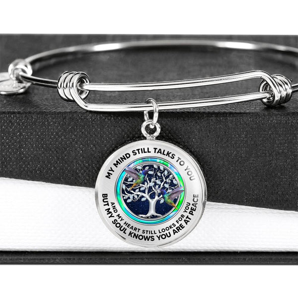 JL2307002 My Mind Hummingbird Opal Circle Silver Tree Of Life And Galaxy Circle Adjustable Luxury Bangle with Back Engraving
