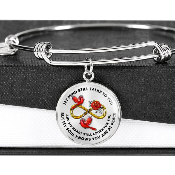 JL2107010 My Mind Still Talks To You Red Cardinals Rose Infinity Golden Circle Adjustable Luxury Bangle with Back Engraving