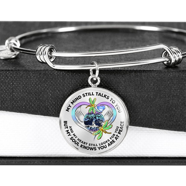 JL2207003 My Mind Golden Dragonflies And Metal Heart Tree Of Life With Galaxy Circle Adjustable Luxury Bangle with Back Engraving