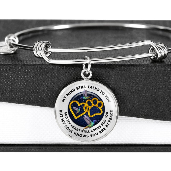 JL1807012 My Mind Still Talks To You Hummingbirds Golden Heart Paws And Galaxy Circle Adjustable Luxury Bangle with Back Engraving
