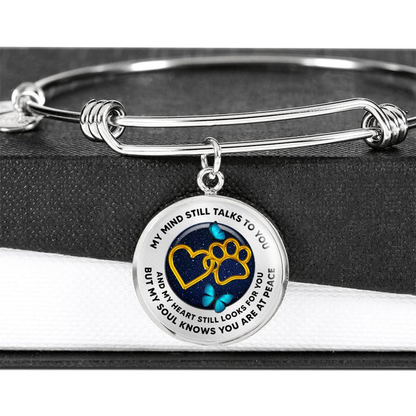 JL1807006 My Mind Still Talks To You Turquoise Butterflies Golden Heart Paws And Galaxy Circle Adjustable Luxury Bangle with Back Engraving