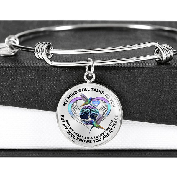 JL2207003 My Mind Hummingbird And Metal Heart Tree Of Life With Galaxy Circle Adjustable Luxury Bangle with Back Engraving
