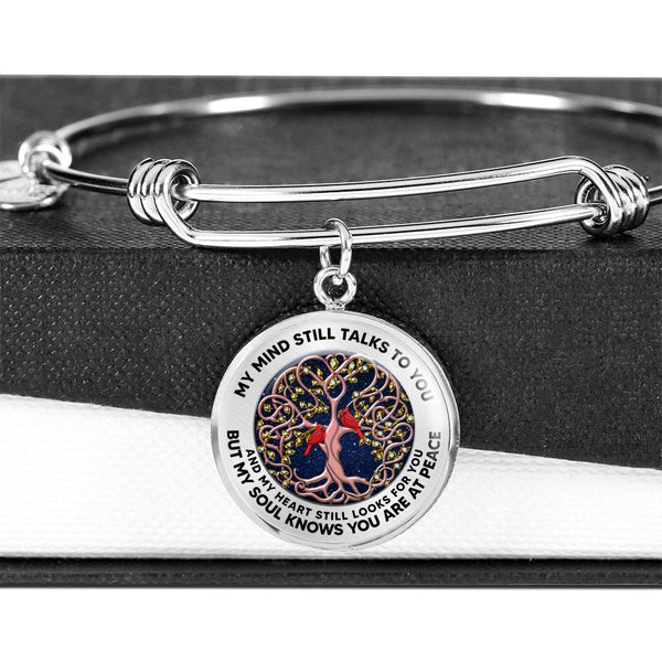 JL2407101 My Mind Still Talks To You Red Cardinals Rose Gold Celtic Tree Of Life And Galaxy Circle Adjustable Luxury Bangle with Back Engraving
