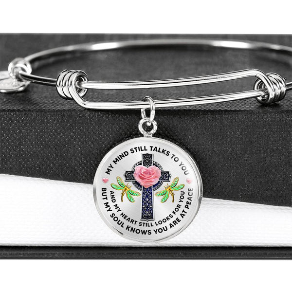 JL2007004 My Mind Still Talks To You Golden Dragonflies Rose Cross And Galaxy Circle Adjustable Luxury Bangle with Back Engraving