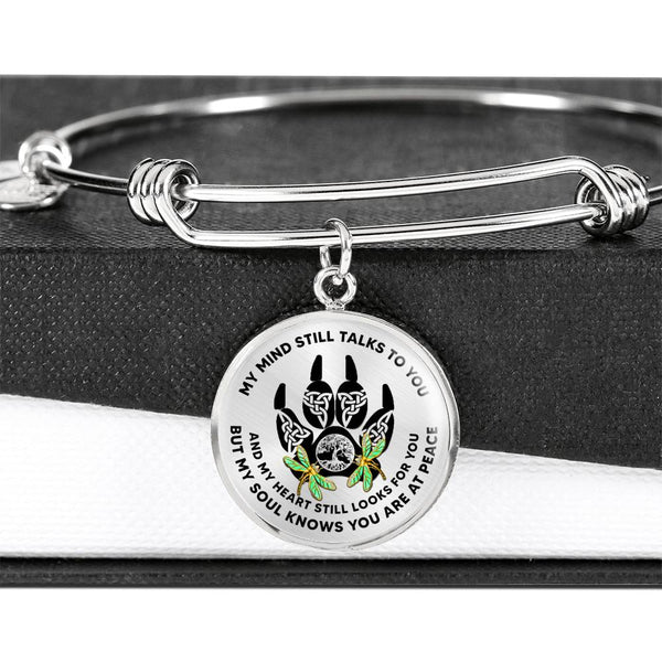 JL1807004 My Mind Still Talks To You Golden Dragonflies Celtic Knot Paws Circle Adjustable Luxury Bangle with Back Engraving