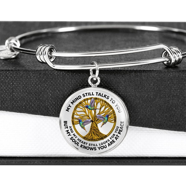 JL2207014 My Mind Hummingbird Golden Crystals Quartz Tree of Life Circle Adjustable Luxury Bangle with Back Engraving