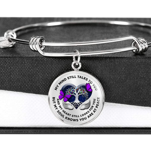 JL2207024 My Mind Still Talks To You Purple ButterfliesTree Of Life Heart Wings Circle Adjustable Luxury Bangle with Back Engraving