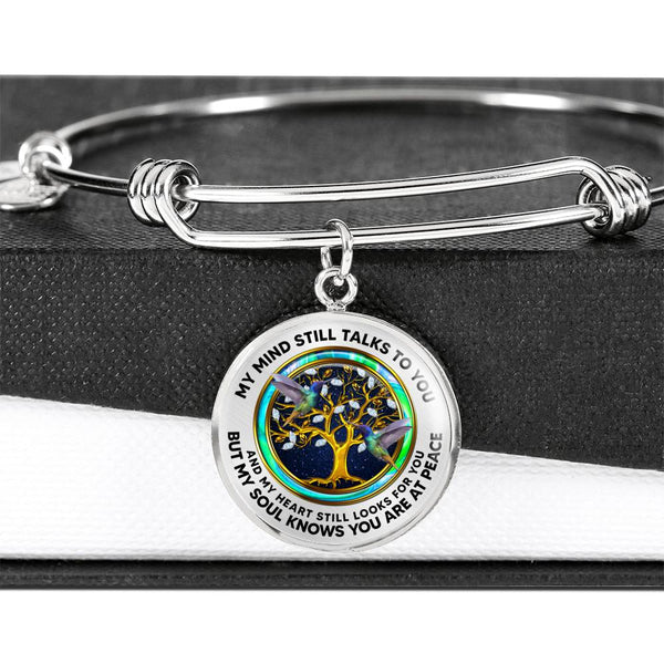 JL2307004 My Mind Hummingbird Opal Circle Golden Tree Of Life Circle Adjustable Luxury Bangle with Back Engraving