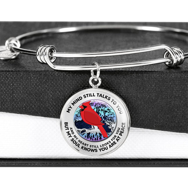 JL2207001 My Mind Red Cardinals  And Metal Tree Of Life With Galaxy Circle Adjustable Luxury Bangle with Back Engraving
