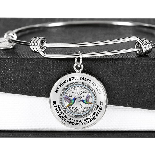 JL2207007 My Mind Hummingbird Silver Tree Of Life Circle Adjustable Luxury Bangle with Back Engraving
